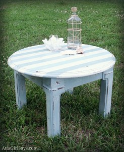Heavily Distressed Striped Beachy Side Table