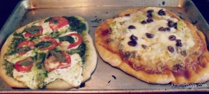 caprese and traditional pizza cooked