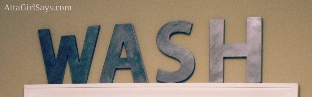 Faux Zinc Letters WASH sign for laundry room