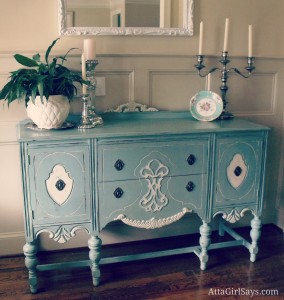 McCoy Planter on Duck Egg Green Annie Sloan Chalk Paint Buffet