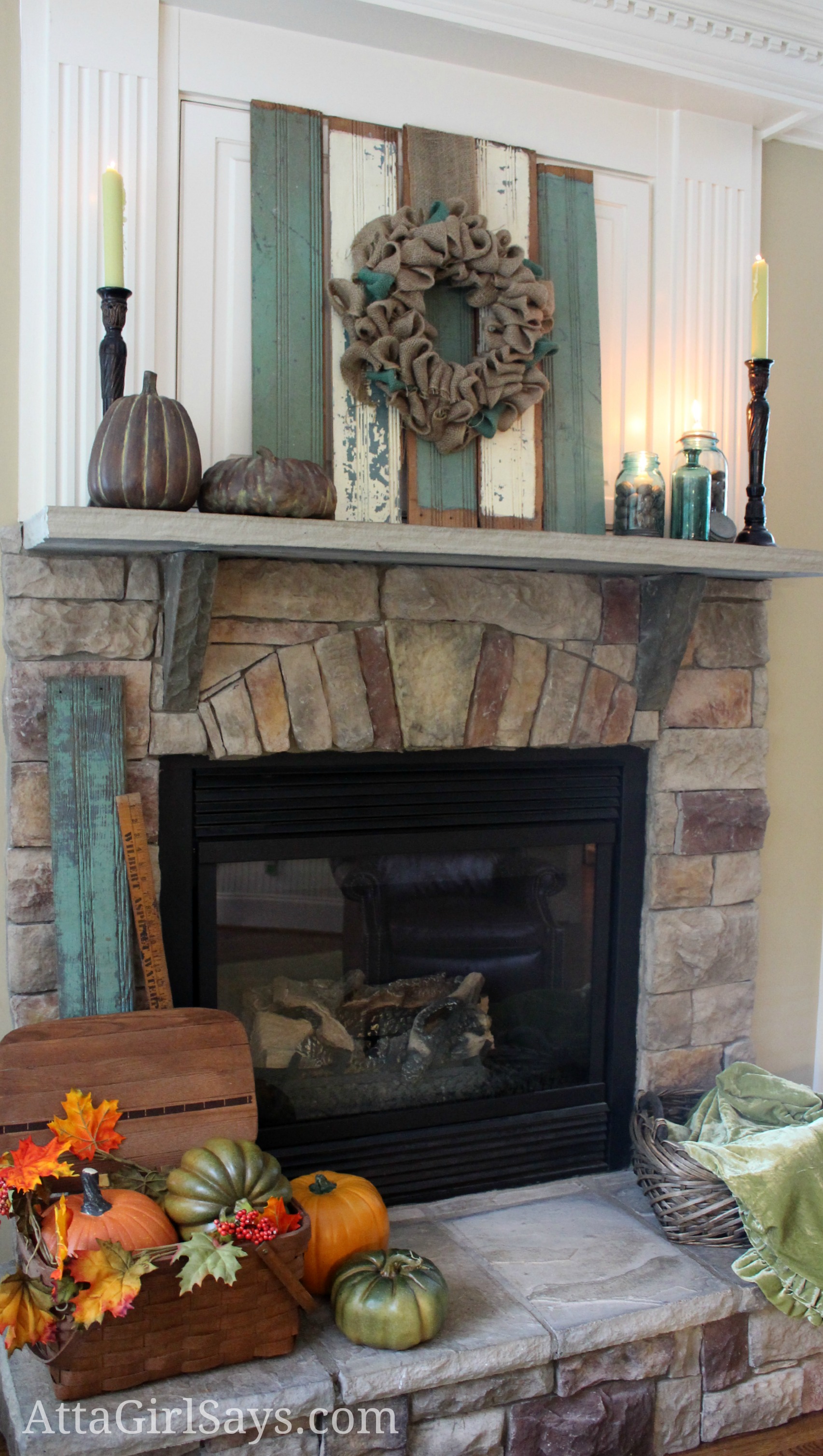 Rustic, Recycled & Natural Fall Fireplace Mantel Ideas