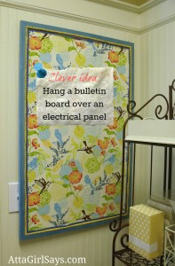 fabric covered bulletin board labeled