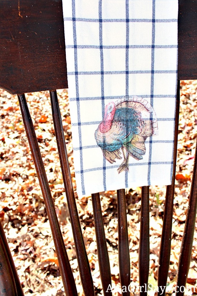 Vintage Turkey Thanksgiving iron-on transfer tea towel easy Thanksgiving hostess gift