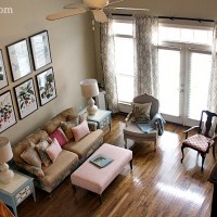 living room with botanical prints and ballard designs susan kassler ikat curtains