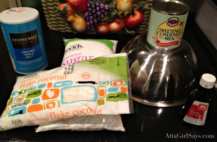 ingredients to make coconut cream Easter eggs dipped in chocolate