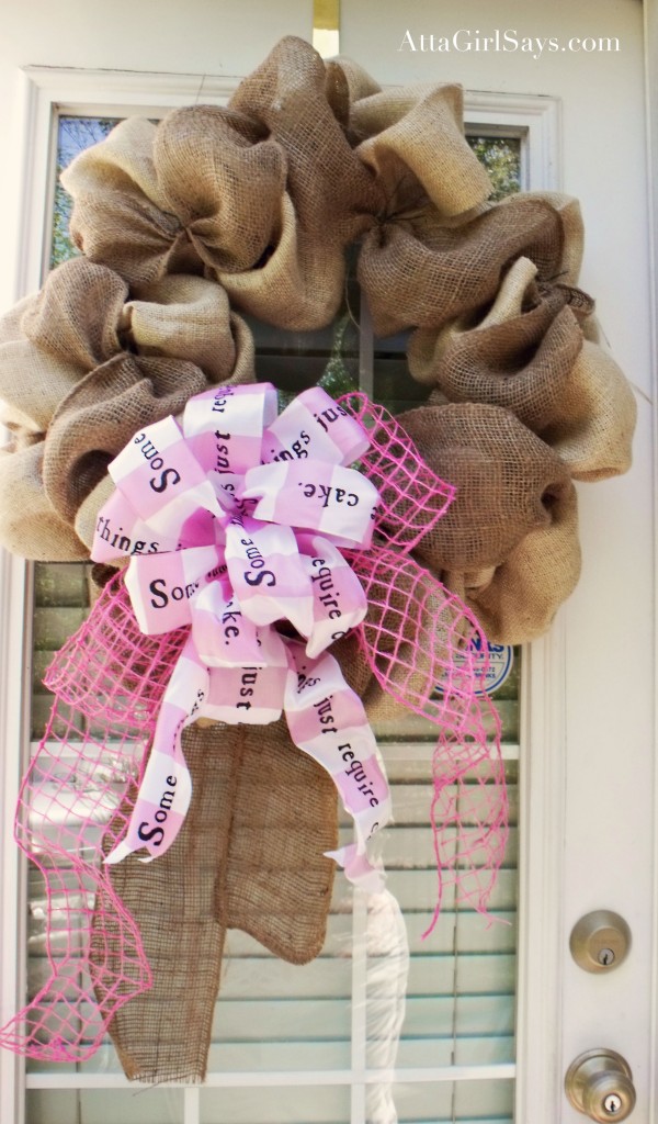 wreath with cake ribbon