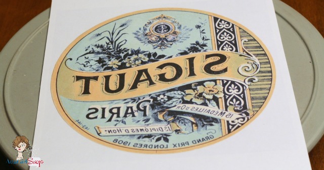 vintage soap lazy susan graphic transfer project