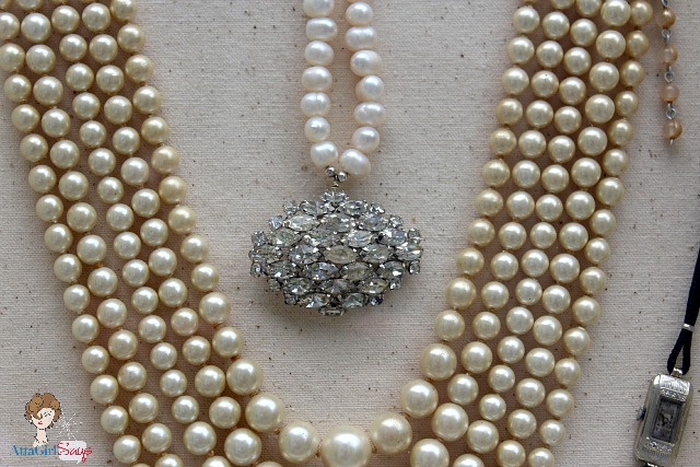 Vintage Jewelry in Shadow box frame