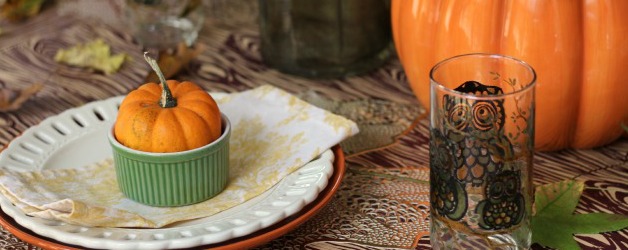 Casual Fall Tablescape with Owl Glasses