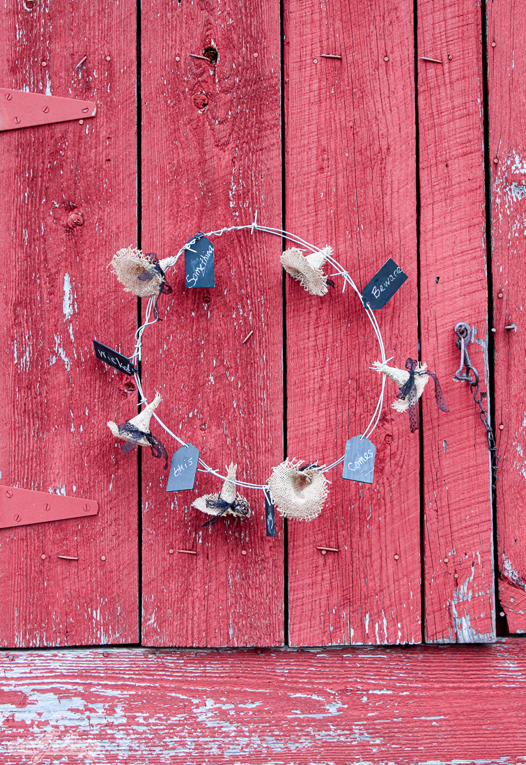 Make a No-Sew Burlap Witches Hat Barbed Wire Halloween Wreath