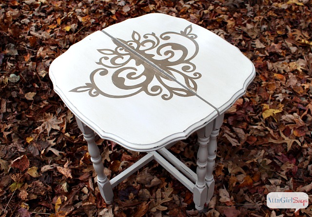 Vintage Furniture Makeover: Stenciled Demilune Tables