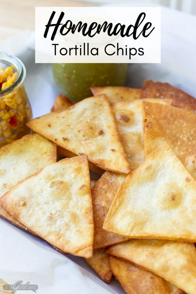 homemade flour tortilla chips sprinkled with salt