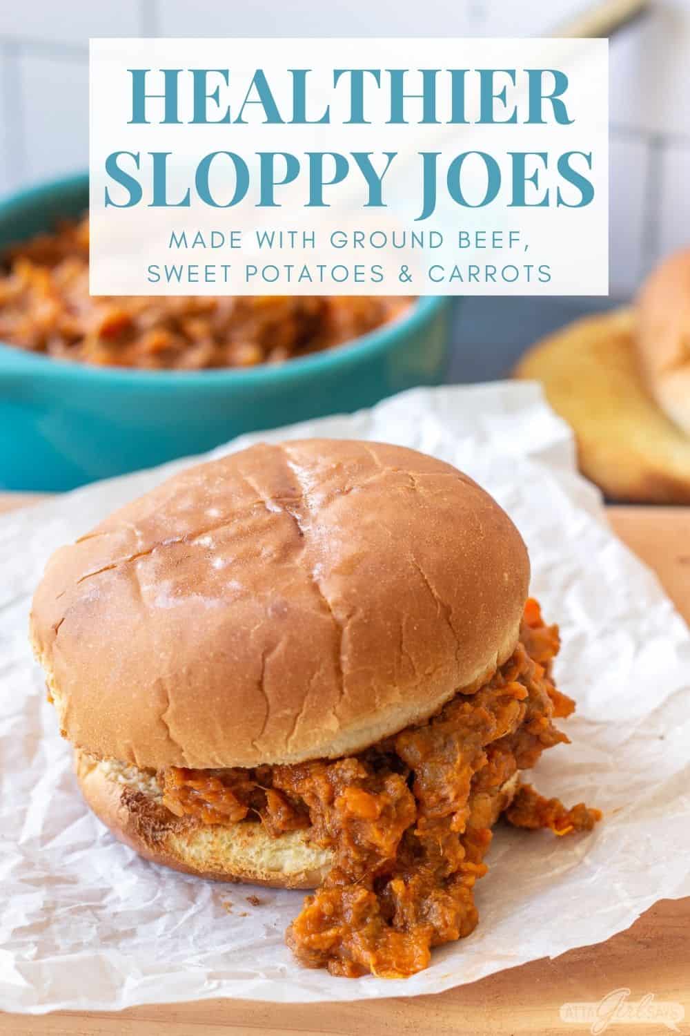 healthy sloppy Joes recipe falling out of a bun