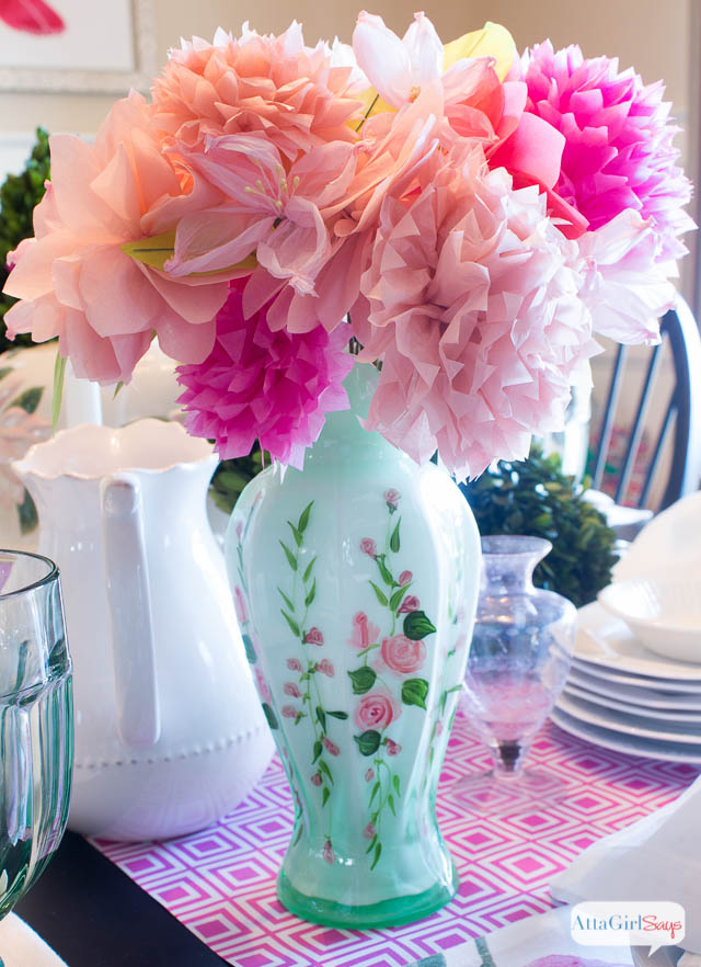 Spring Table Setting Ideas: Pink & Green Luncheon - Atta Girl Says Spring Table Setting Ideas: Pink & Green Luncheon - Atta Girl Says
