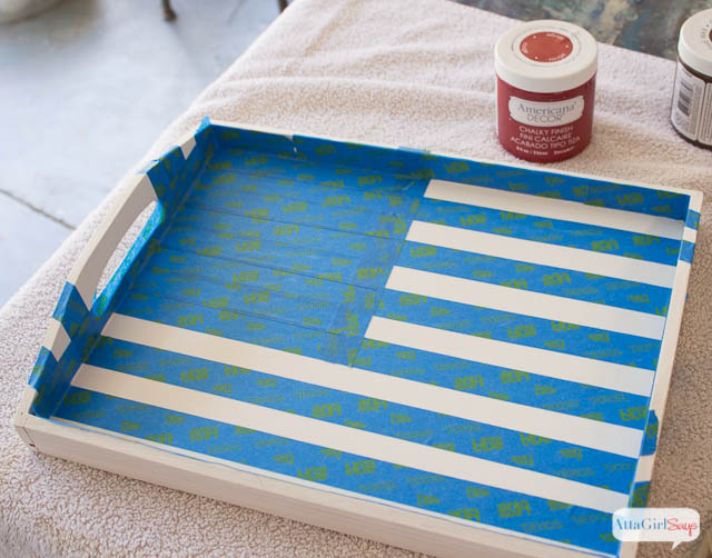 Chalky Finish Stars & Stripes Vintage American Flag Serving Tray