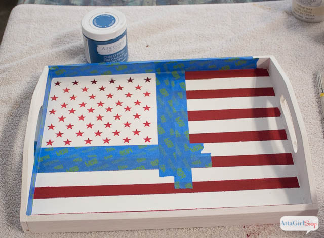Chalky Finish Stars & Stripes Vintage American Flag Serving Tray