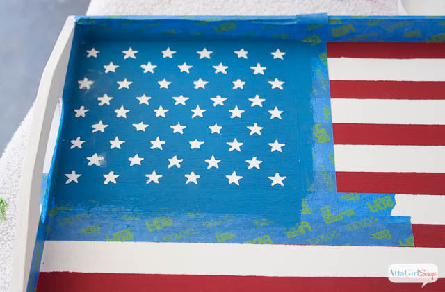 Chalky Finish Stars & Stripes Vintage American Flag Serving Tray