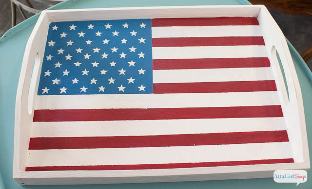 Chalky Finish Stars & Stripes Vintage American Flag Serving Tray