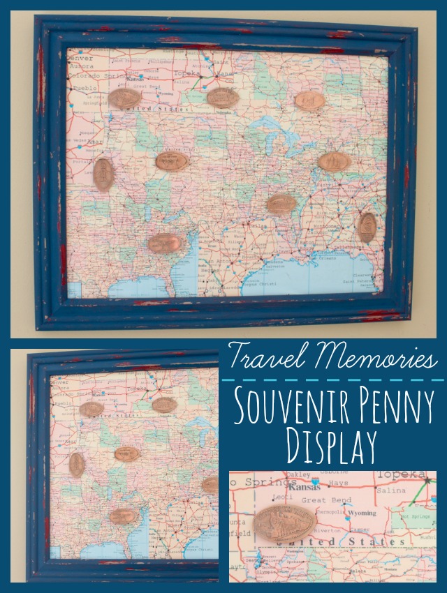 Souvenir Penny Collection Shadowbox Display Made from a Frame & Maps
