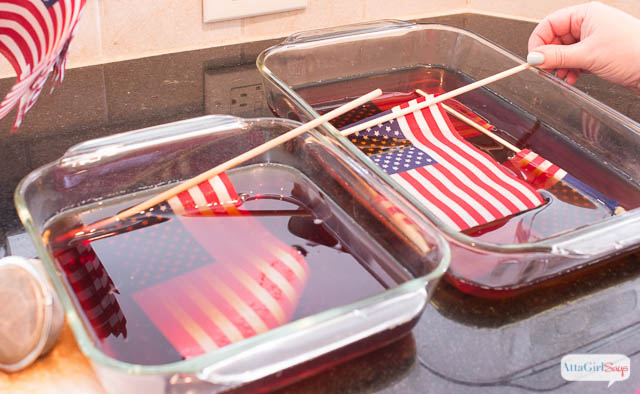 Tea-Stained Vintage American Flags Centerpiece