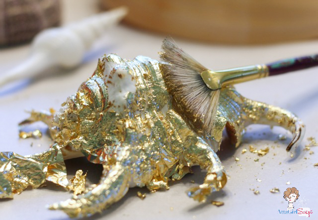 Easy Seashell Craft: How to Make Gilded Seashells with Gold Leaf Paint and Gold Leaf Sheets