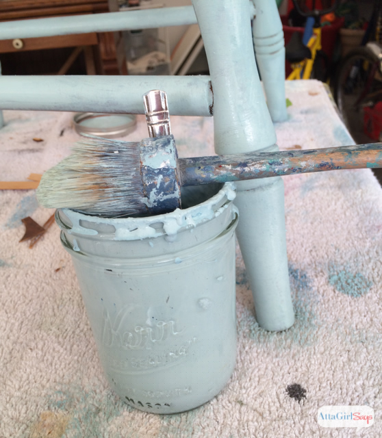 Mason Jar Stenciled Chair in Miss Mustard Seed Milk Paint in Eulalie's Sky
