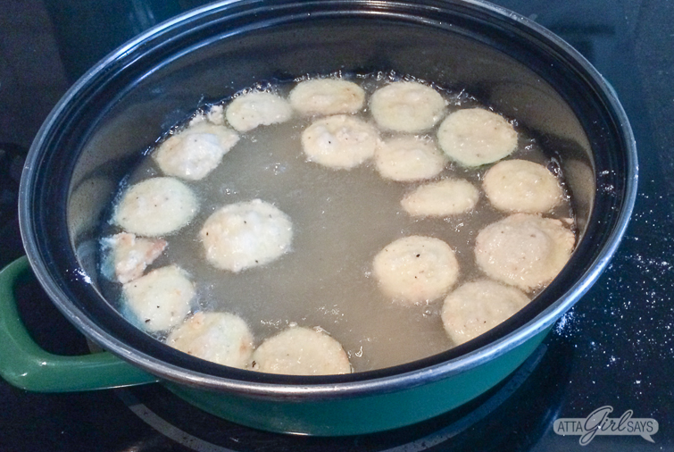 frying squash in a skillet
