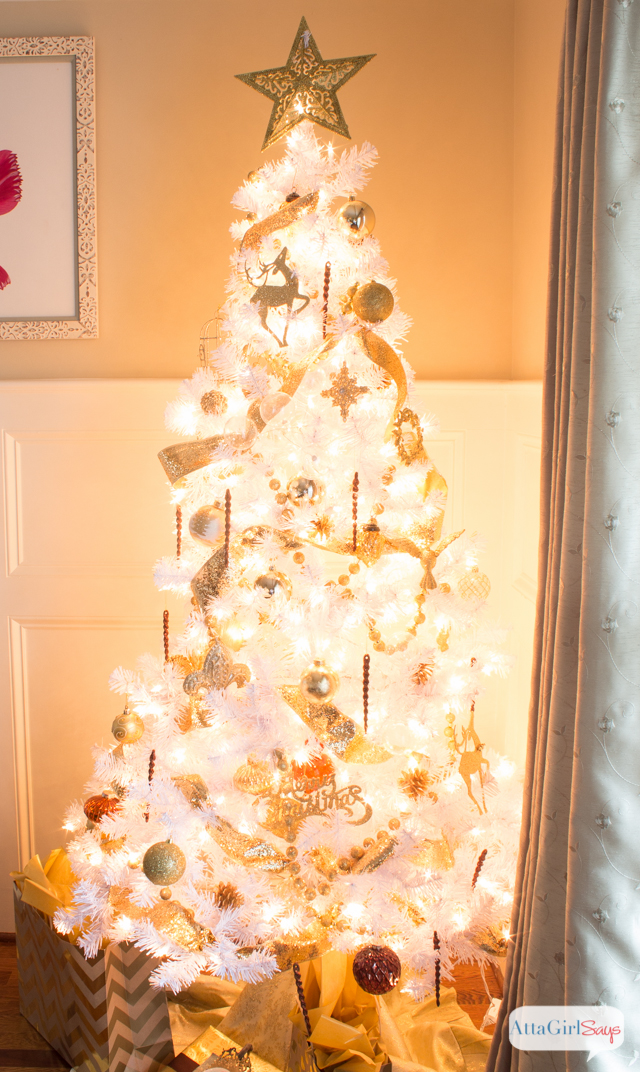 It's definitely a golden 2014 Christmas Home Decor and Tour at AttaGirlSays.com