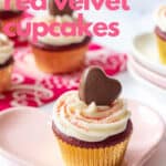 red velvet cupcakes with chocolate hearts