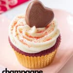 red velvet cupcakes with chocolate hearts
