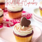 red velvet cupcakes with chocolate hearts