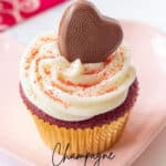 red velvet cupcakes with chocolate hearts