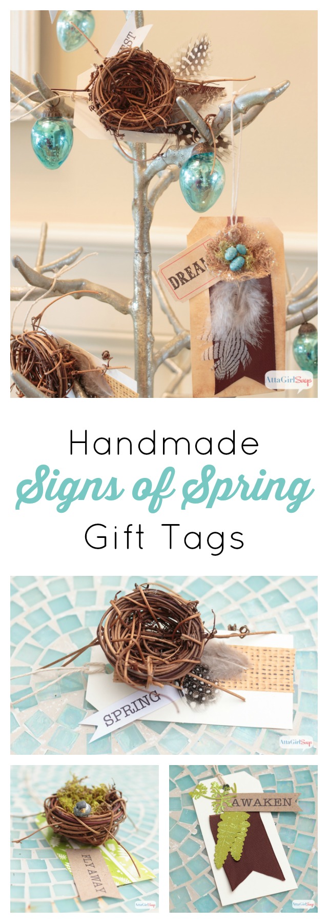 Learn how to make these pretty handmade gift tags in less than 10 minutes. Use them for gifts or as part of your spring decorating. #quickcraftshoa