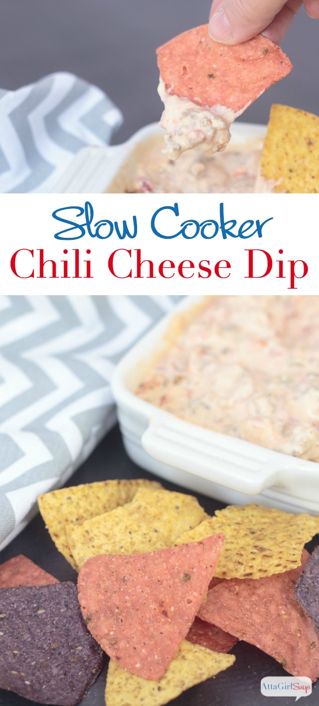 tortilla chips with slow cooker sausage chili cheese dip