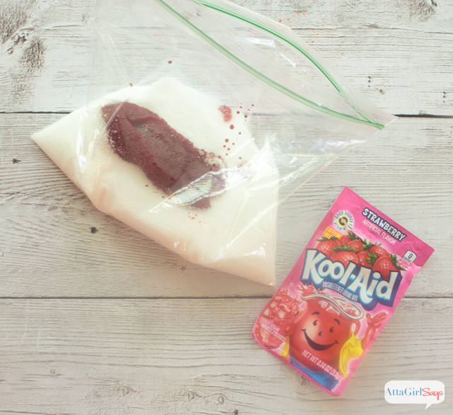 Kids will love making edible sand art creations. Mix up a batch of colorful, edible  "sand" using sugar and your favorite Kool-Aid flavors. The sweet and sour flavor will remind you of your favorite candy. 