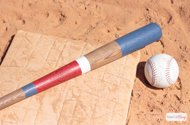 Custom painted wooden baseball bats can be super expensive. But this is such a simple DIY. I love it for a vintage baseball bedroom or for decorations at a little slugger's birthday party.