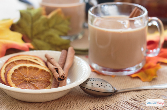 cinnamon sticks and orange slices to garnish spiked chai tea latte