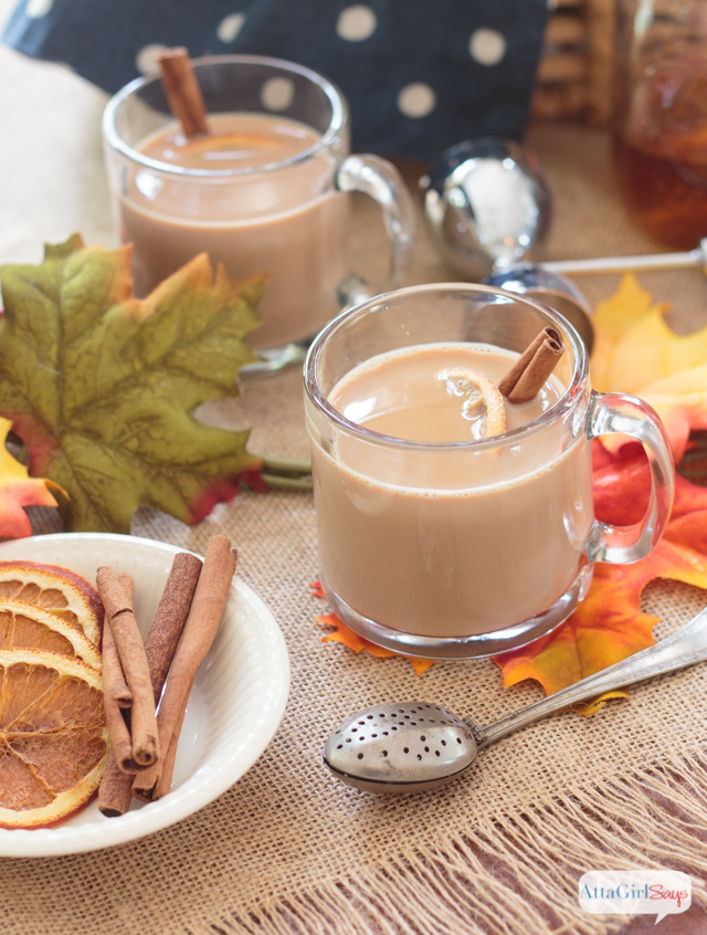 Fill a mug or a Thermos with chai tea latte to knock the chill off on fall days. #ad #donthesitaste