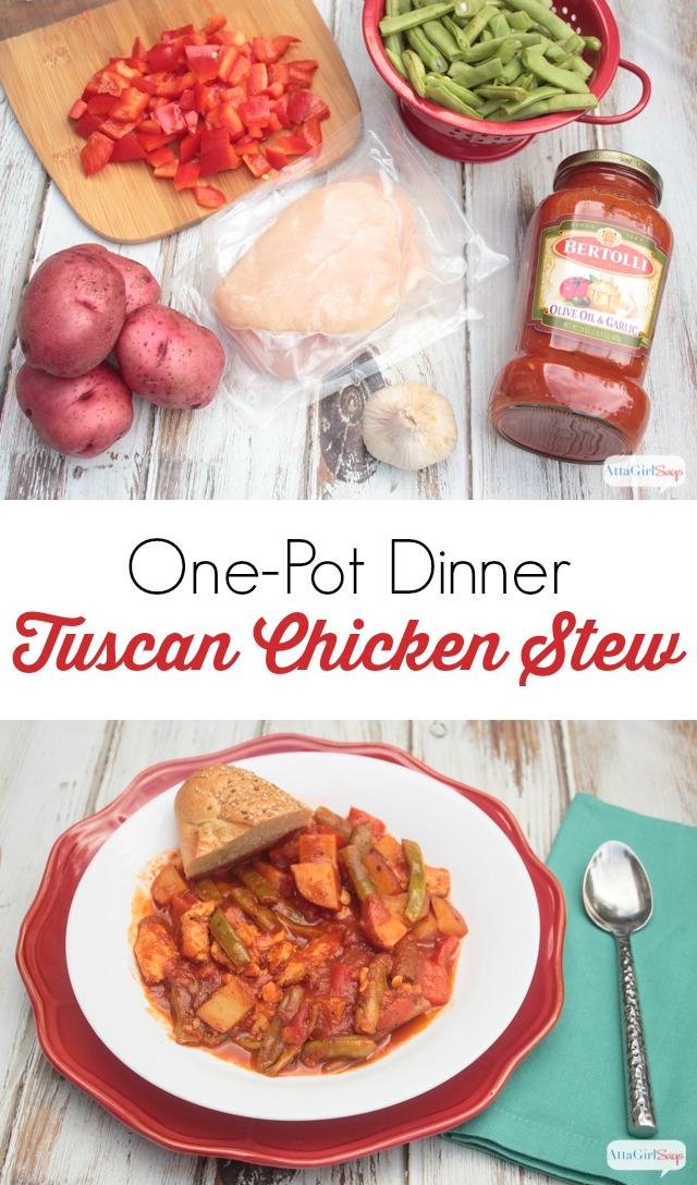 Craving Italian food, but not in the mood for pasta? This tangy Tuscan chicken stew is a hearty one-pot meal. #sponsored