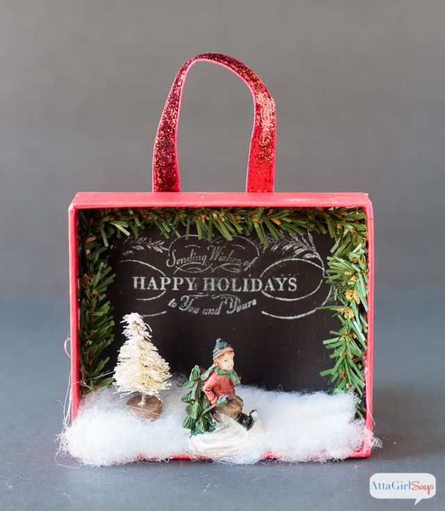 Grab some old jewelry boxes and some miniatures from the dollar store and make some of these adorable DIY Christmas ornaments. This Christmas ornament craft would be fun to do with a group of friends or with the family. Pottery Barn sells ornaments like these for $16.50 each, but you can make your own for about $1!