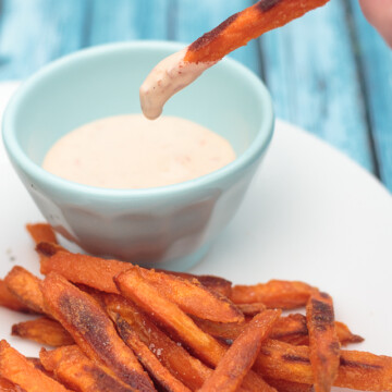 sweet potato fries with boom boom sauce