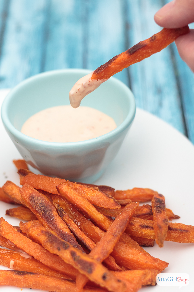 sweet potato fries with boom boom sauce
