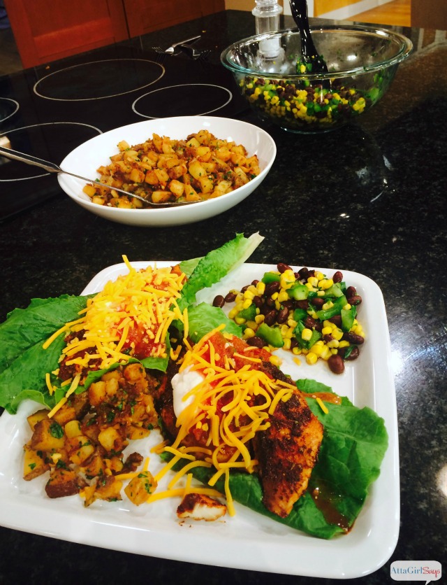 The Food Lion Frugal Cookoff is all about teaching busy families how to prepare healthy and cheap easy meals using everyday ingredients. Get the award-winning recipe for Healthy Fish Tacos, Mexican Potatoes and Corn & Black Bean Salad from the North Carolina Food Lion Frugal Cookoff #sponsored #FrugalCookOff