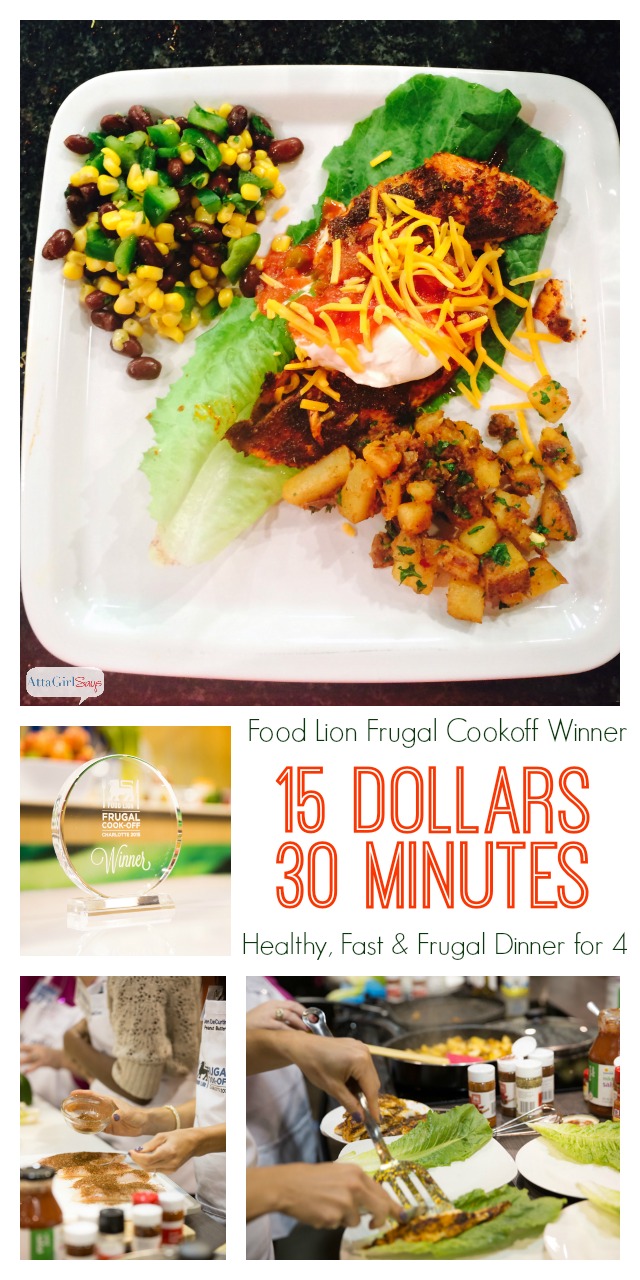 The Food Lion Frugal Cookoff is all about teaching busy families how to prepare healthy and cheap easy meals using everyday ingredients. Get the award-winning recipe for Healthy Fish Tacos, Mexican Potatoes and Corn & Black Bean Salad from the North Carolina Food Lion Frugal Cookoff #sponsored #FrugalCookOff