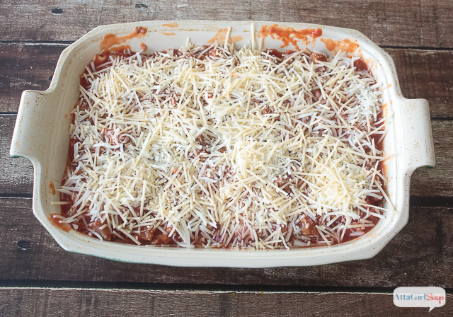 unbaked lasagna in a casserole dish