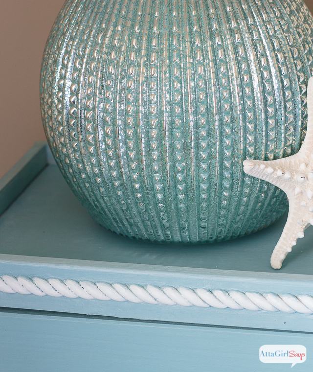 Some simple rope trim, painted white, adds a lot of detail to this Ikea RAST hack. You won't believe the transformation of this simple pine chest. #hickoryhardware #sponsored #ikearasthack
