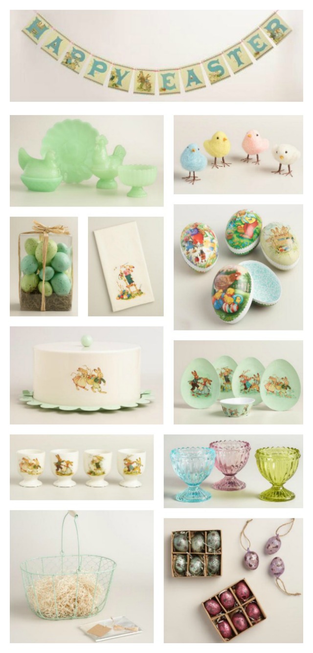 collage of vintage style Easter decor from World Market