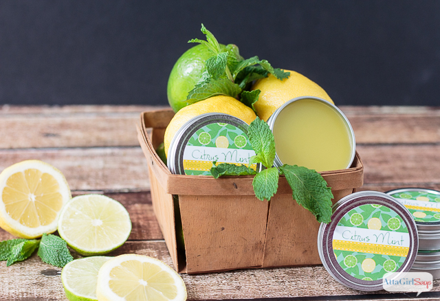 This homemade hand salve is an excellent moisturizer for dry skin, hands and feet. The citrus mint fragrance smells amazing. You can make your own for a fraction of what you would pay at bath and body stores.