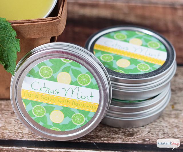 This homemade hand salve is an excellent moisturizer for dry skin, hands and feet. The citrus mint fragrance smells amazing. You can make your own for a fraction of what you would pay at bath and body stores.