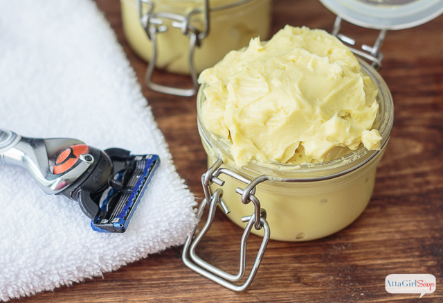 Homemade shaving cream makes a great Father's Day gift. You can make a batch in less than 10 minutes. This stuff smells so good, and you'll get a really close shave with it.